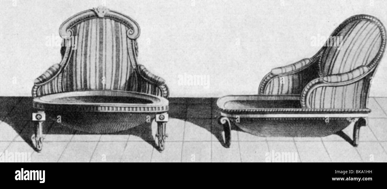 Bagno, vasca a forma di divano, design di J. F. Boucher, Francia, 18th  secolo, incisione in legno, 19th secolo, pipistrello, vasca, Louis Seize,  mobili, storico, storico Foto stock - Alamy