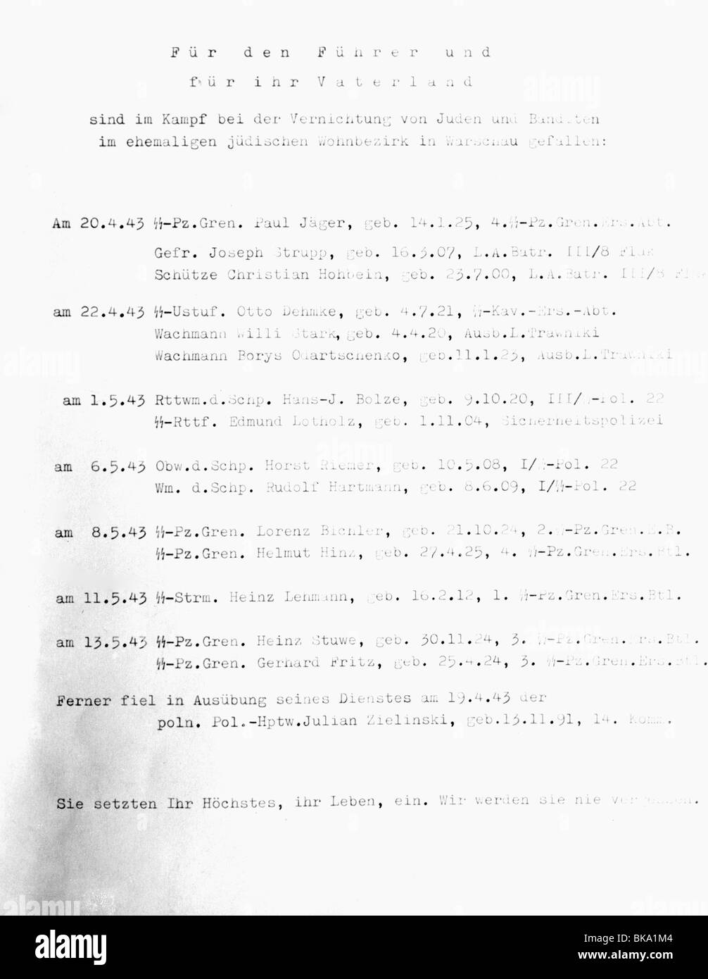 Eventi, Seconda guerra mondiale / seconda guerra mondiale, Polonia, occupazione tedesca, Varsavia Ghetto Uprising 19.4. - 16.5.1943, Foto Stock