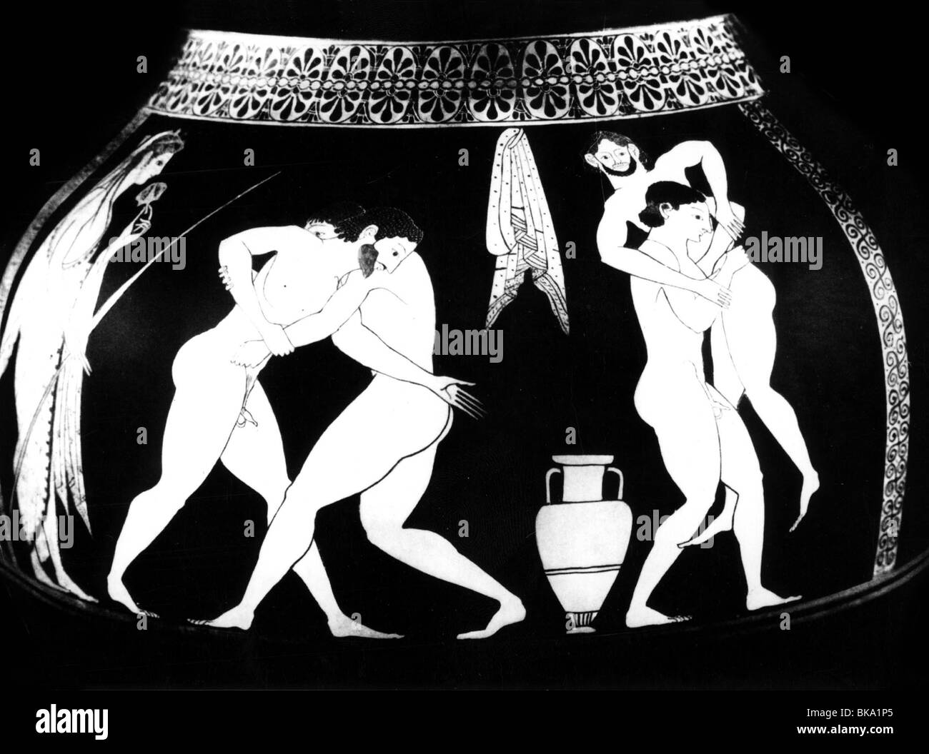 Sport, giochi olimpici, mondo antico, wrestlers on vase, storico, storico, Giochi olimpici, Olimpiadi, Olympiad, wrestler, atleta, atleti, mondo antico, persone, Foto Stock