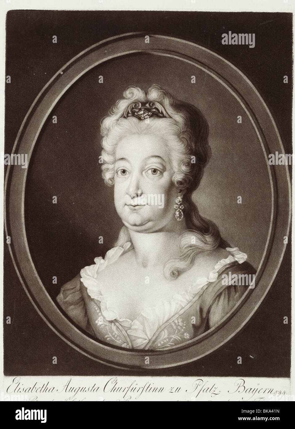 Elisabetta Augusta, 17.1.1721 - 17.1.1794, Electress Palatino, Electress della Baviera, ritratto, incisione su rame, 1777, artista del diritto d'autore non deve essere cancellata Foto Stock