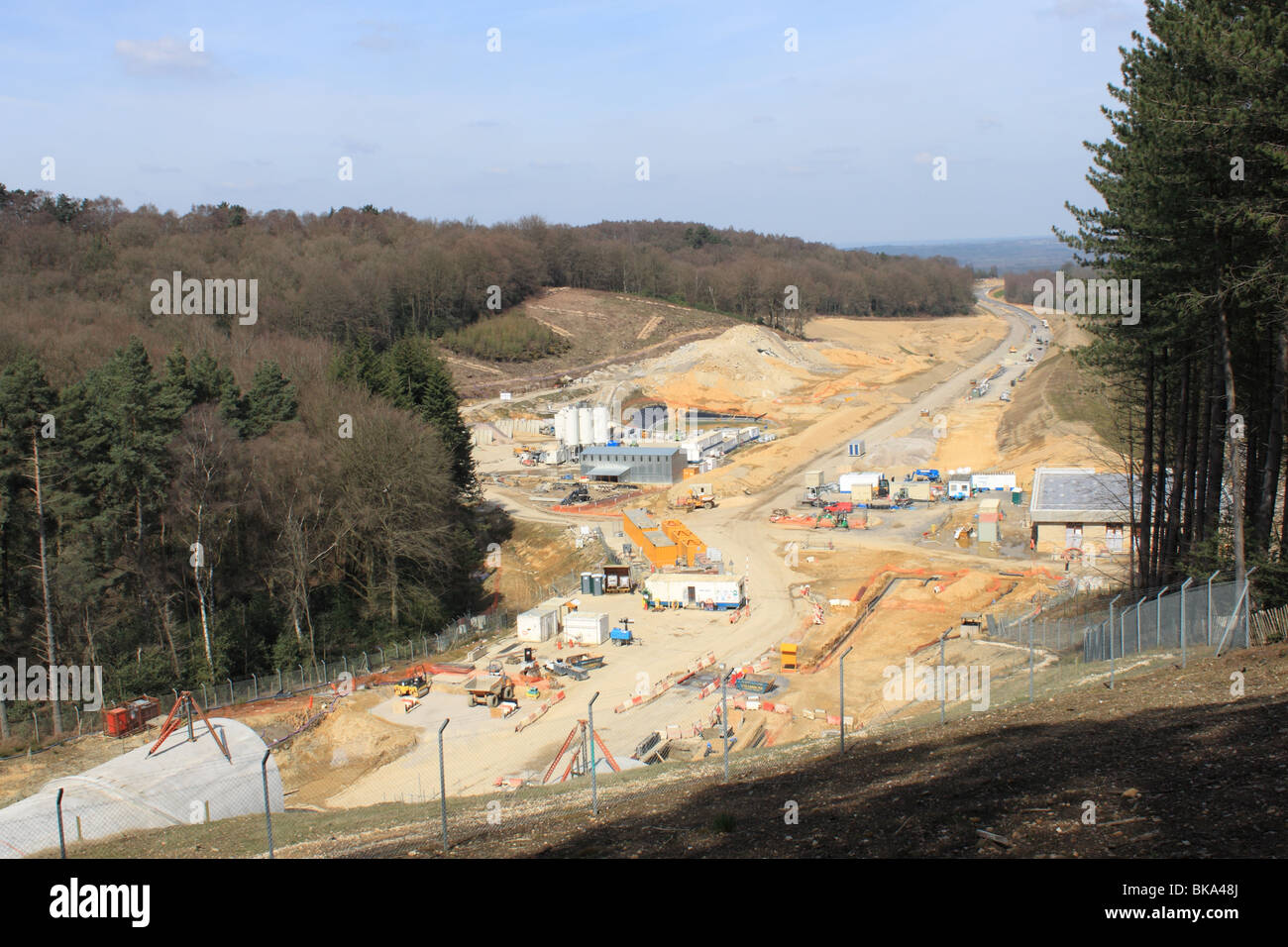 La costruzione del nuovo tunnel per trasportare la A3 sotto Hindhead comune, Surrey, Inghilterra, Gran Bretagna, Regno Unito, Gran Bretagna, Europa Foto Stock