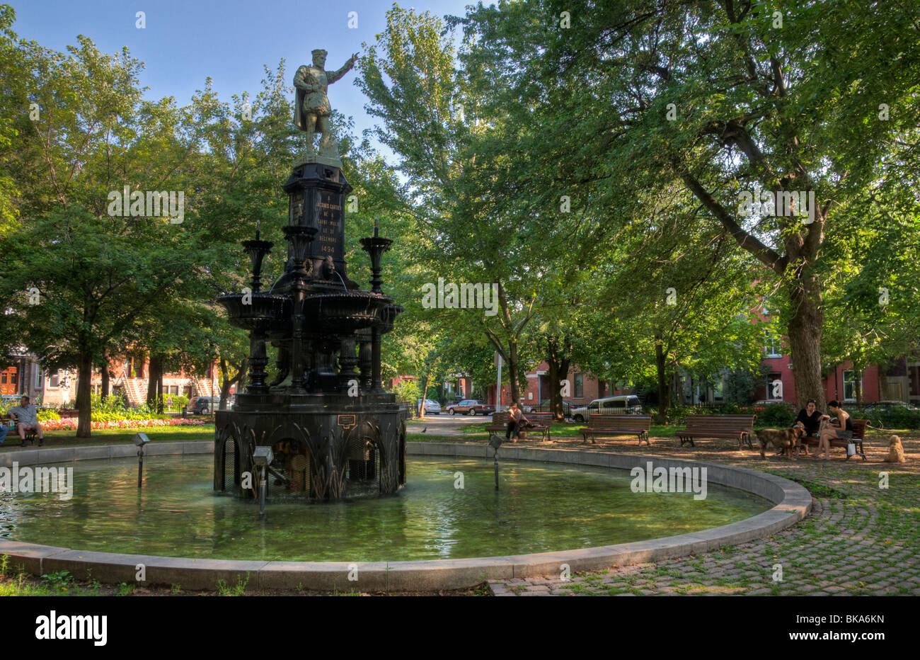Jacques Cartier statua di Saint Henri parco pubblico di Montreal, Canada Foto Stock