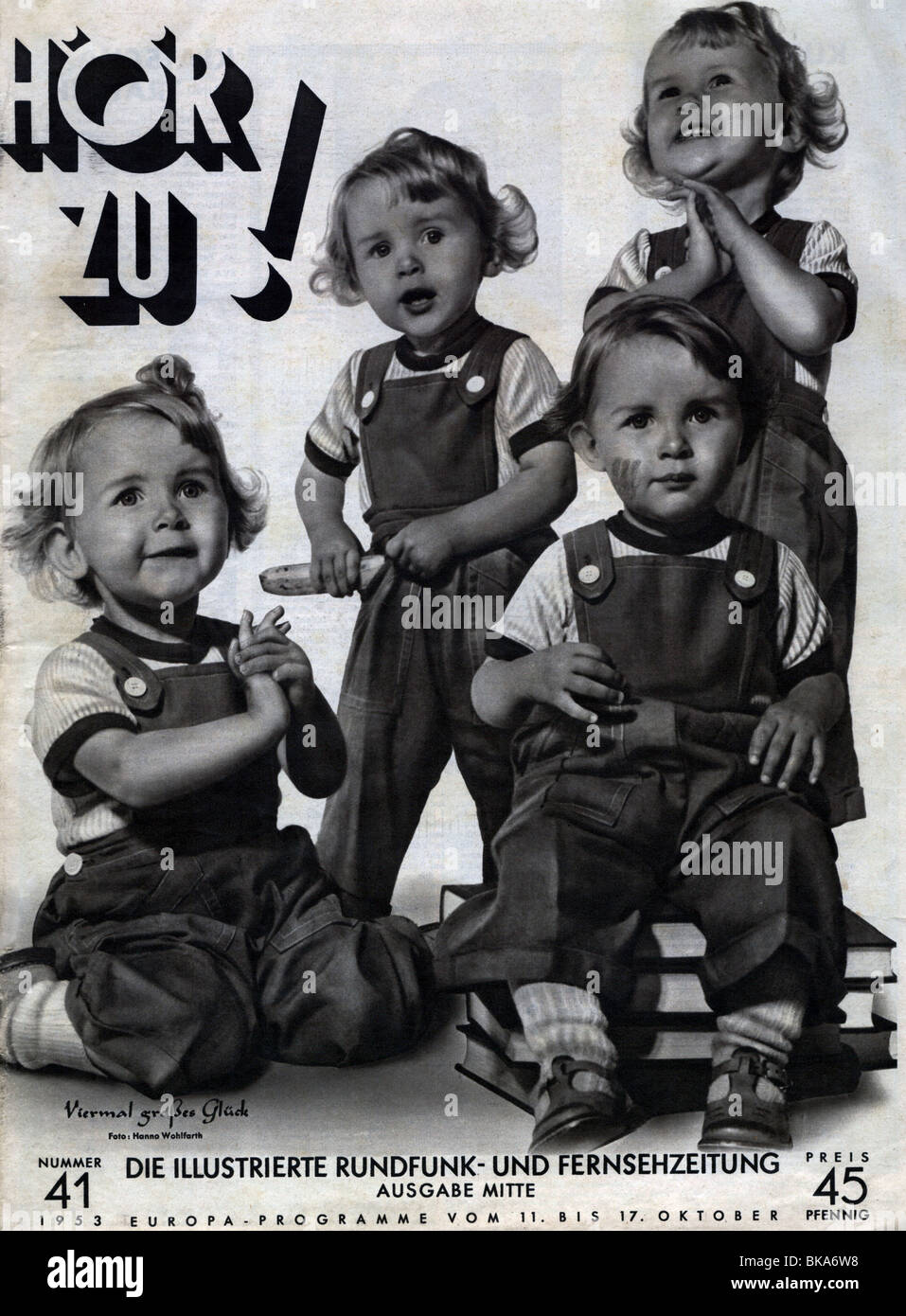 Riviste / riviste, 1953, 'Hör Zu', numero 41, titolo, 'Viermal grosses Glück' (Quattro volte fortuna), edizione Hamburg Mitte, , Foto Stock