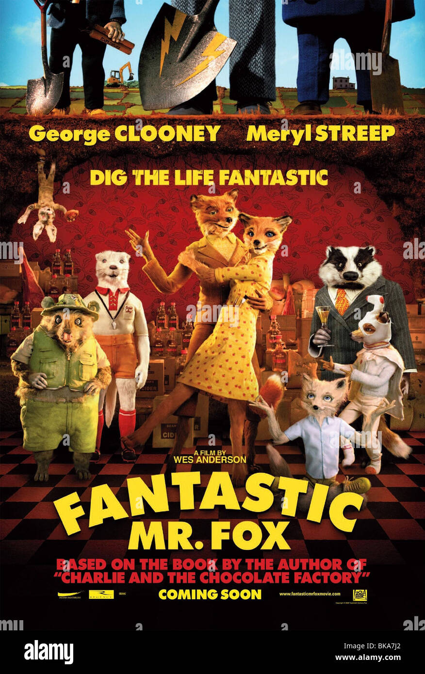 Fantastico il sig. Fox Anno : 2009 Direttore : Wes Anderson filmato di animazione poster (USA) basato su Roald Dahl del romanzo Foto Stock