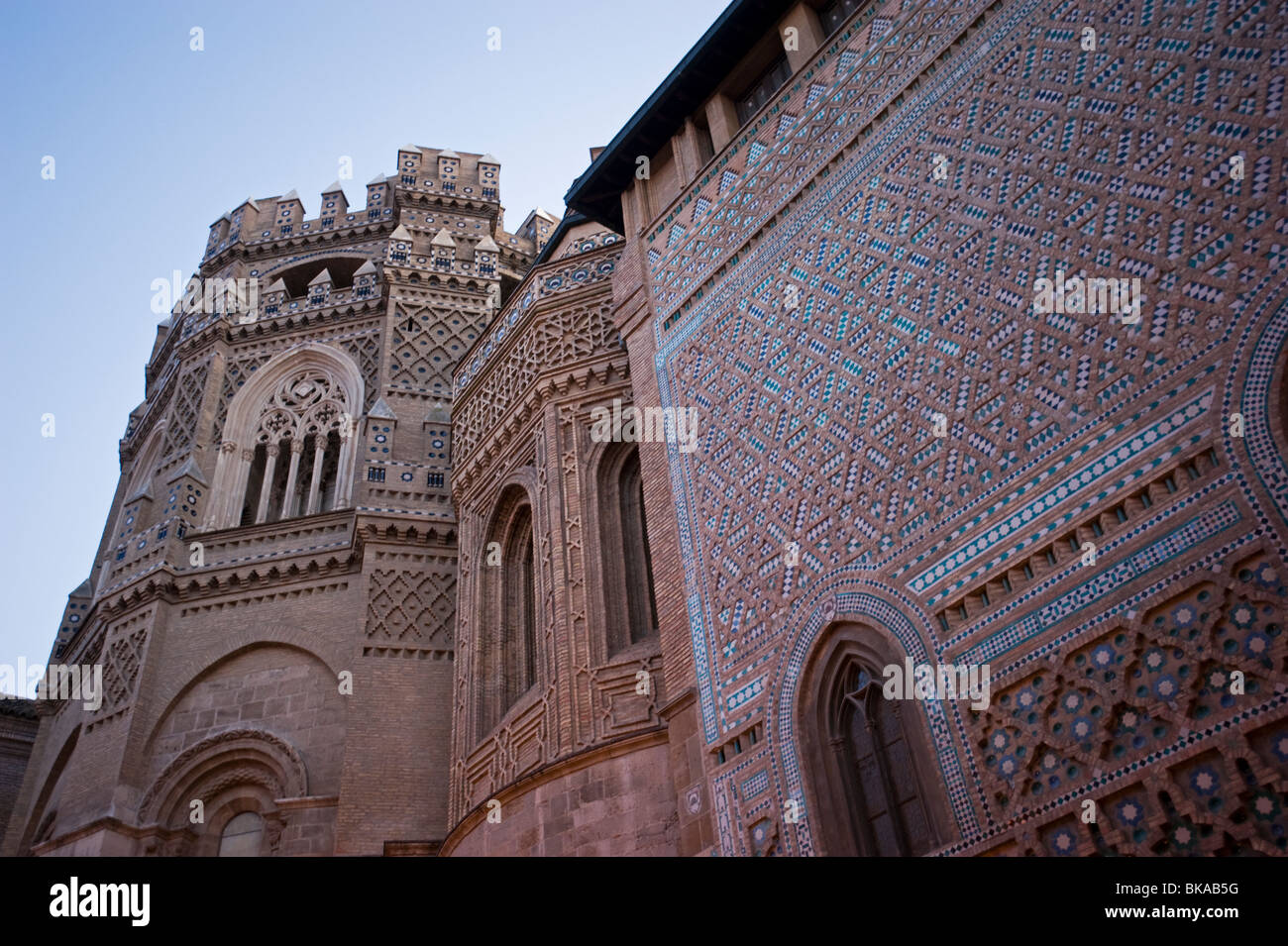 Dettagli architettonici di La Cattedrale di Seo, Zaragoza Spagna Foto Stock