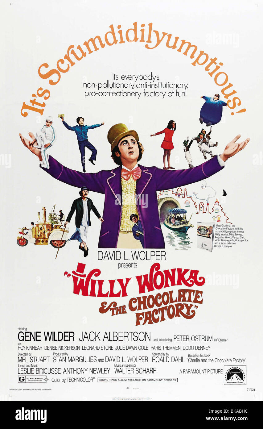 Willy Wonka e la Fabbrica di Cioccolato Anno : 1971- USA Direttore : Mel Stuart Gene Wilder poster (USA) Foto Stock