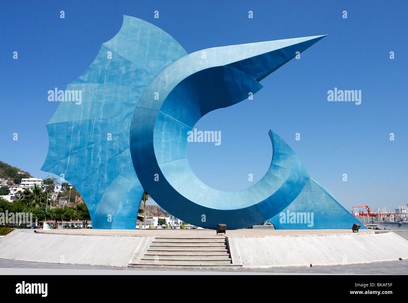 Grande scultura sailfish in Manzanillo lungomare.popolare sito turistico. Foto Stock