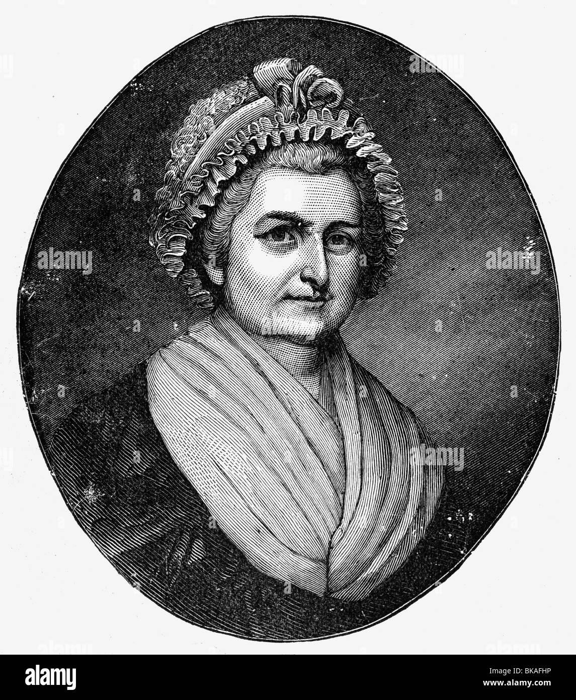 Washington, Martha Custis, 2.6.1731 - 22.5.1802, US First Lady 30.4.1789 - 4.3.1797, ritratto, incisione in legno, 19th secolo, , Foto Stock