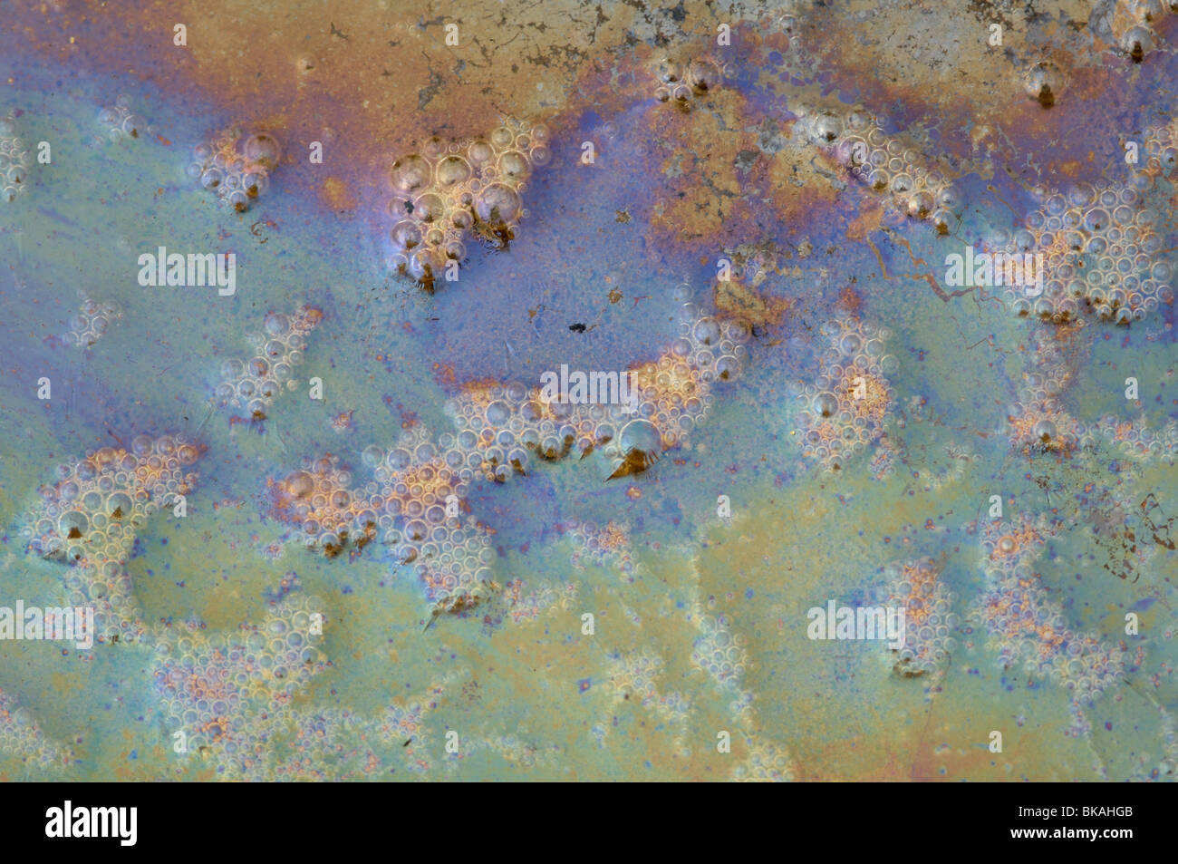 Pellicola iridescente di batteri ferro su acqua stagnante Foto stock - Alamy