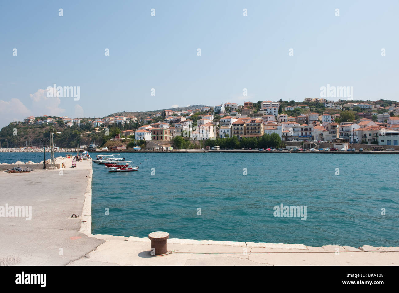 Vista in Pylos presso il Peloponneso greco coast Foto Stock