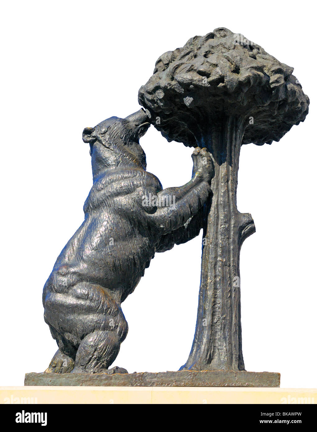 Madrid, Spagna. Puerta del Sol. Statua di bronzo di orso e Madrono (arbutus) tree - simbolo di Madrid Foto Stock