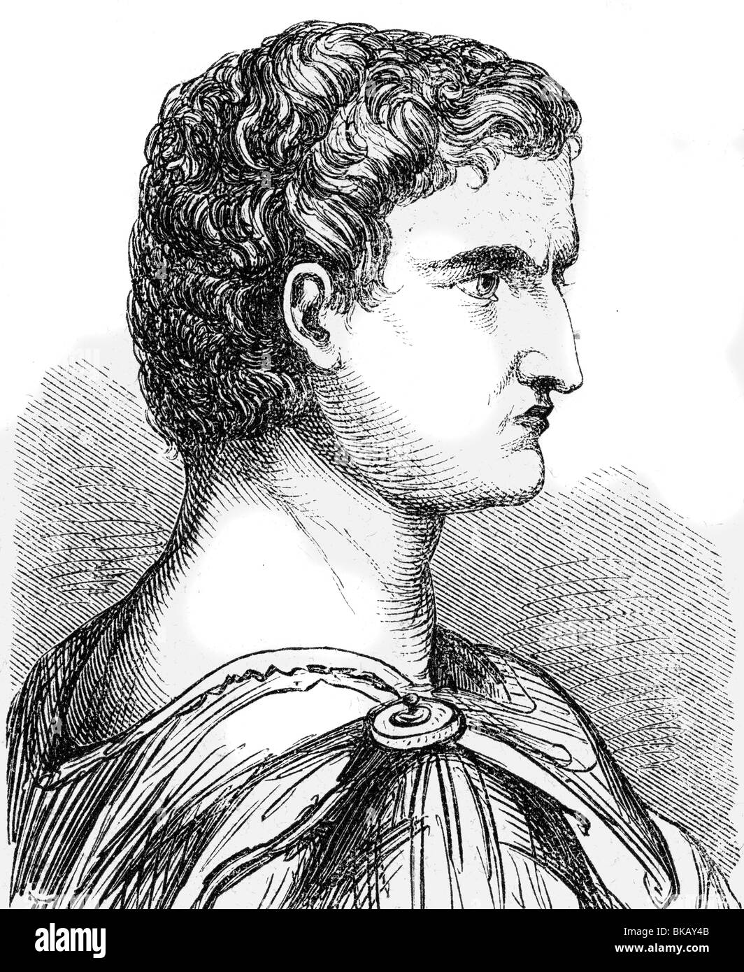 Agrippa, Marcus Vipsanius, 65/64 - 12 a.C., generale e politico romano, ritratto, incisione in legno, 19th secolo, , Foto Stock