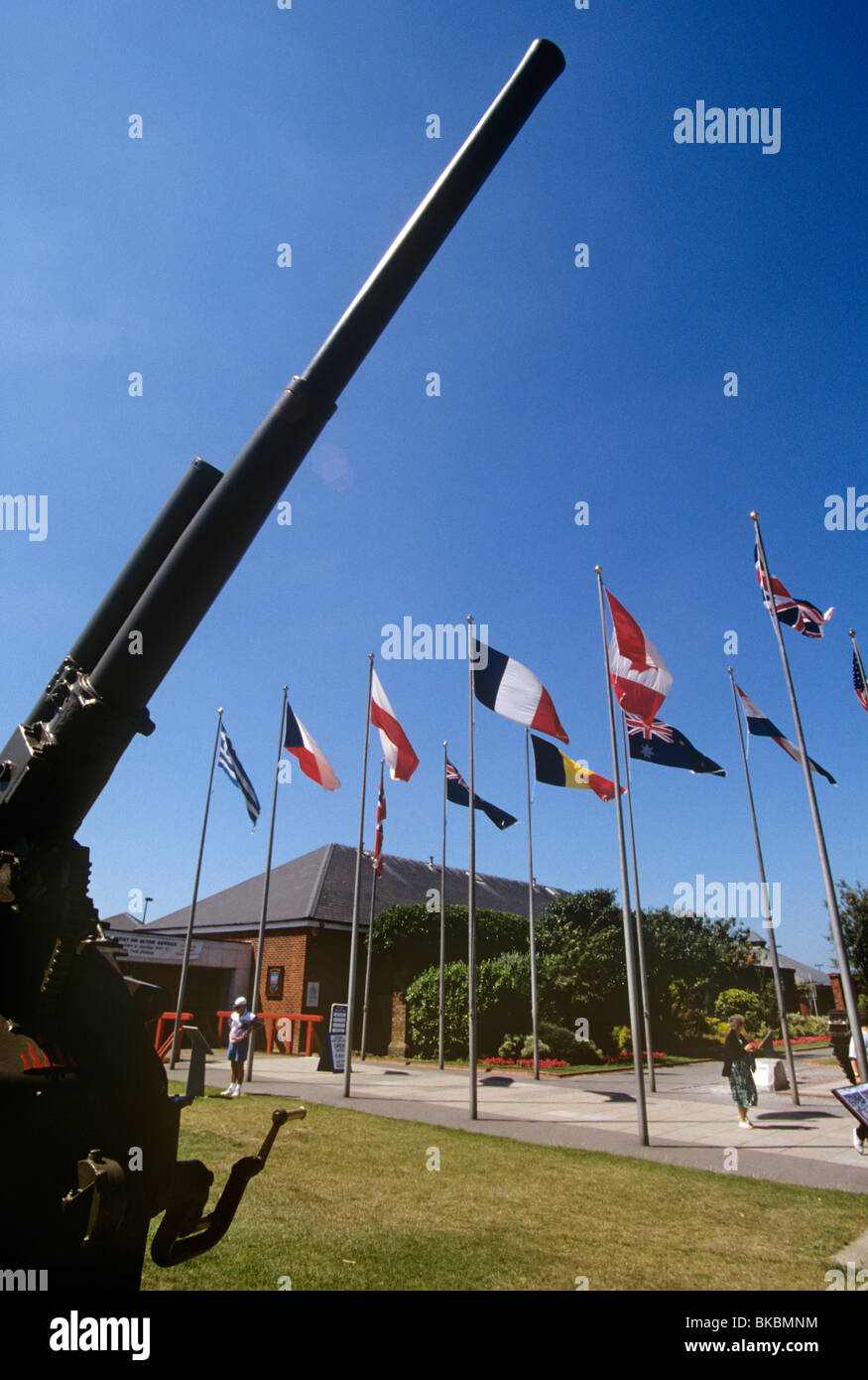 Regno Unito, Inghilterra, Hampshire, Southsea artiglieria sul display all ingresso del D Day Museum Foto Stock