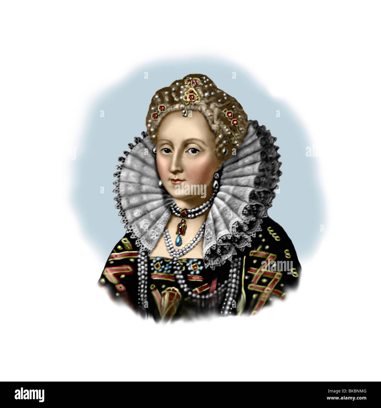 Elizabeth I 1533 1603 monarca Inglese moderno Vignette da una incisione Foto Stock