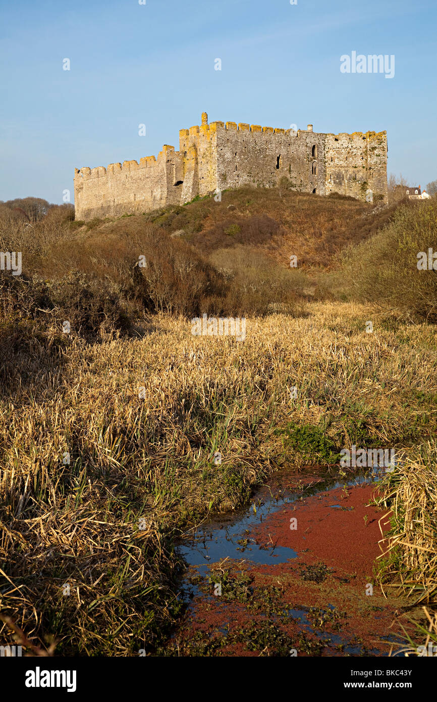 Manorbier Castle Pembrokeshire Wales UK Foto Stock
