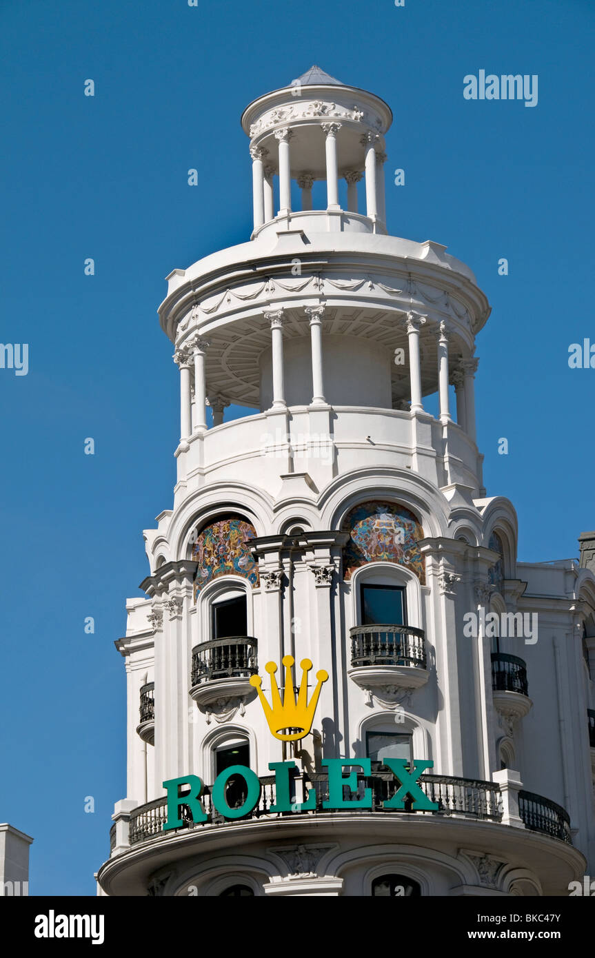 Madrid Gran Via Spagna Rolex Grassy famoso gioielliere Foto Stock
