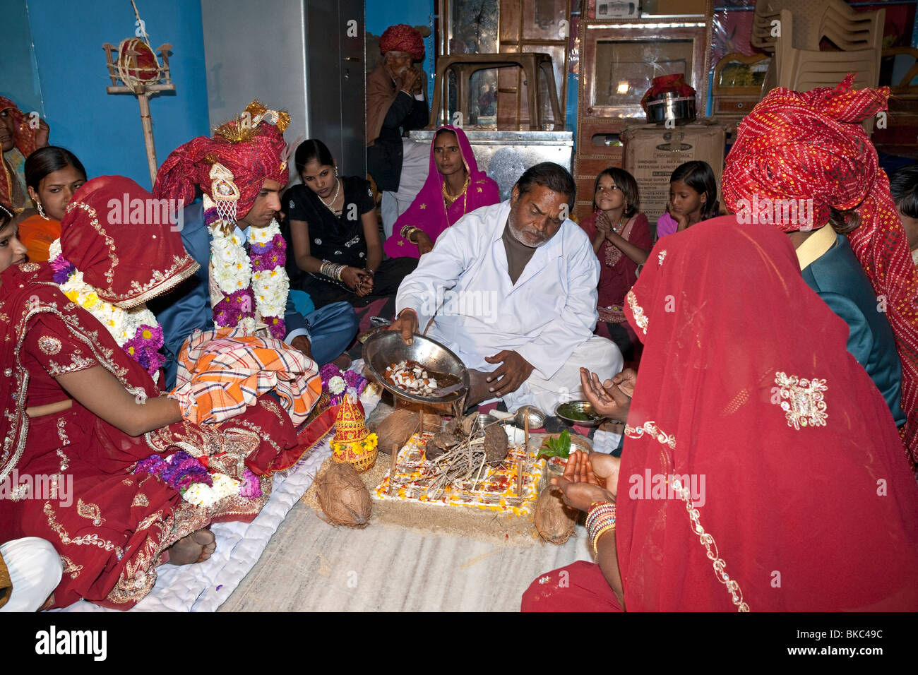 Indian cerimonia nuziale. Pushkar. Il Rajasthan. India Foto Stock