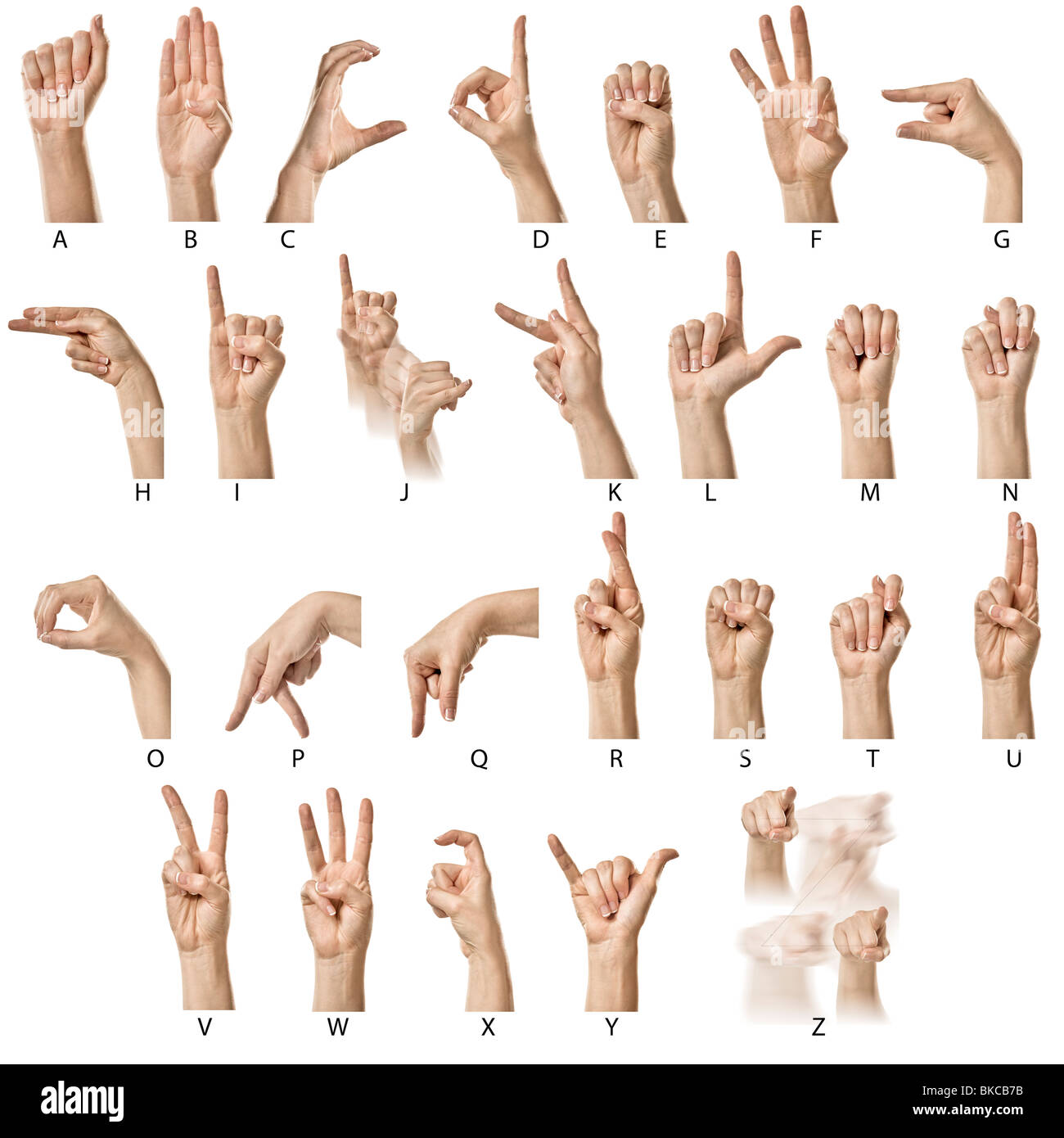 Mani femminili dattilologia l alfabeto ASL Foto Stock