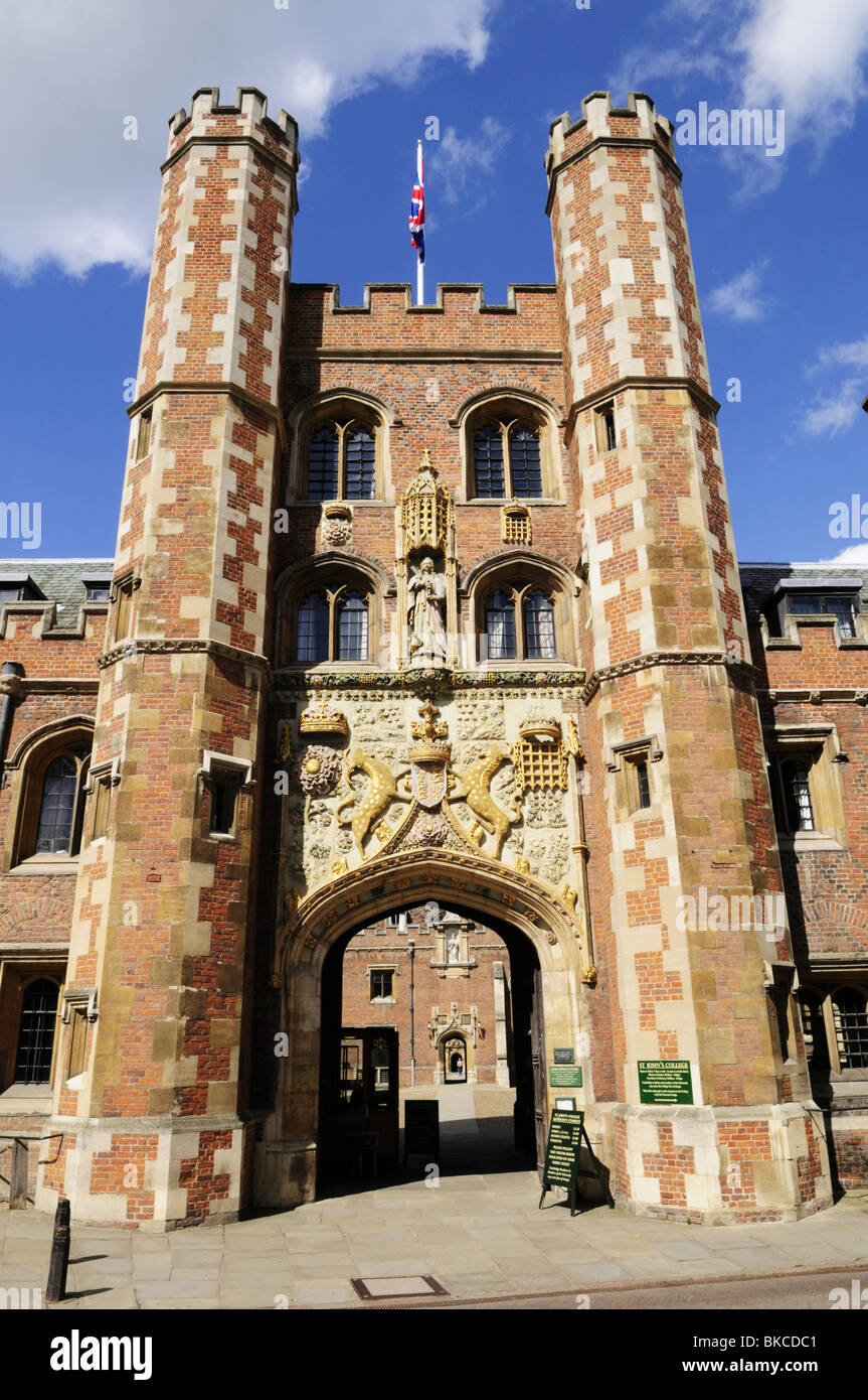 St Johns College Gatehouse, Cambridge, Inghilterra, Regno Unito Foto Stock