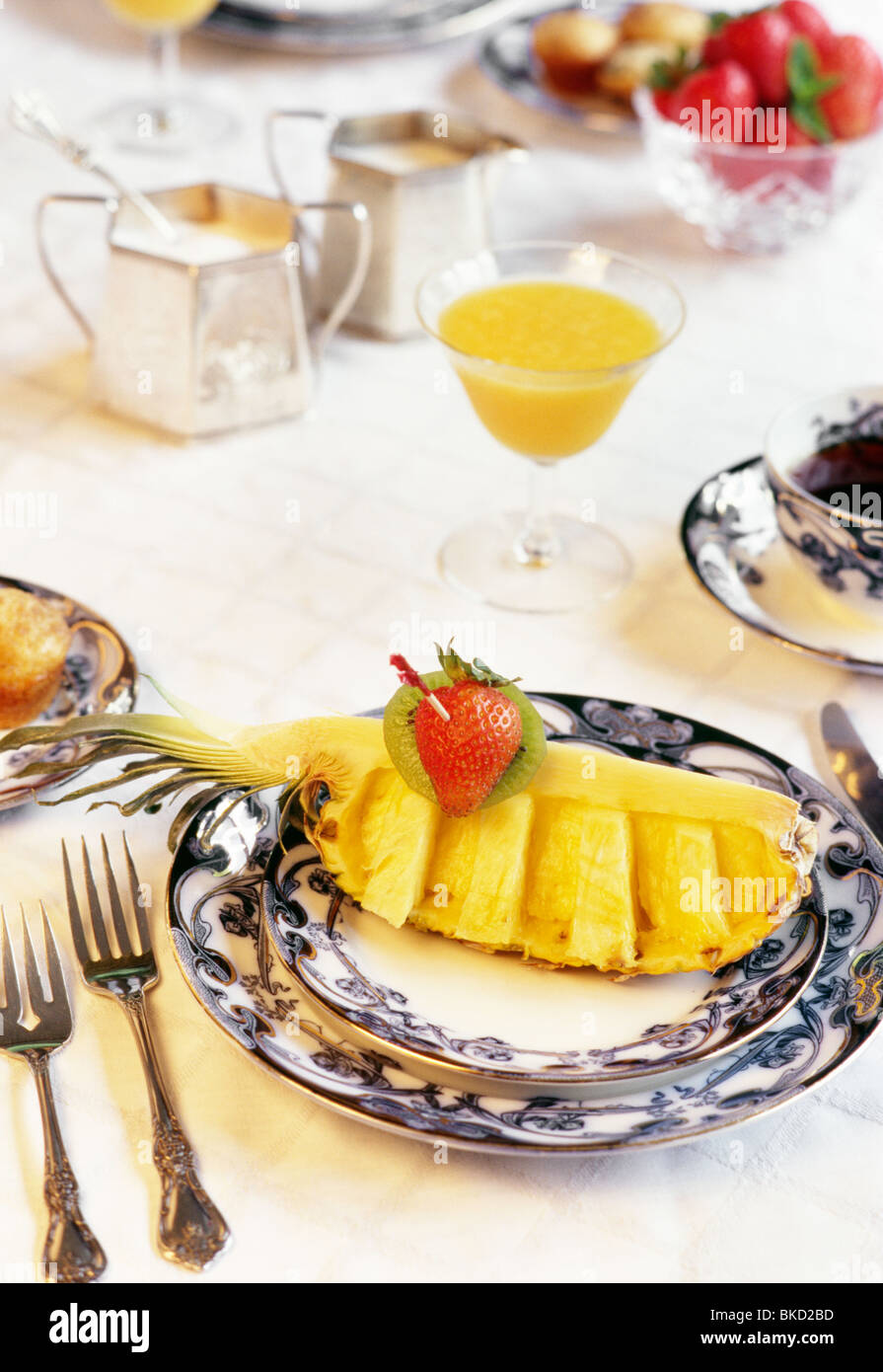 Colazione formale Impostazione tabella Foto Stock