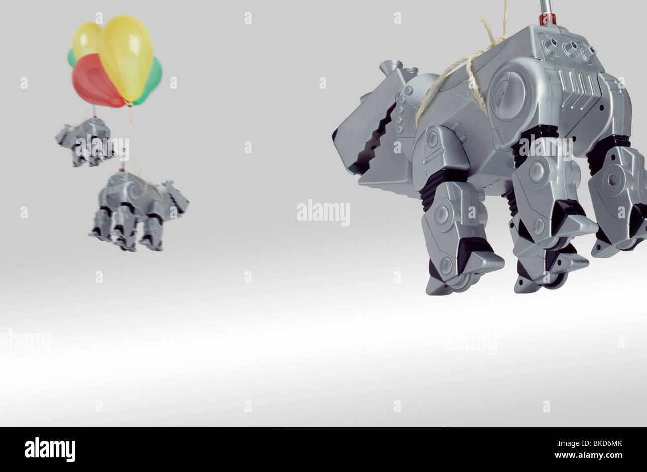 Floating robot volante cane mostrato dalla parte posteriore Foto Stock