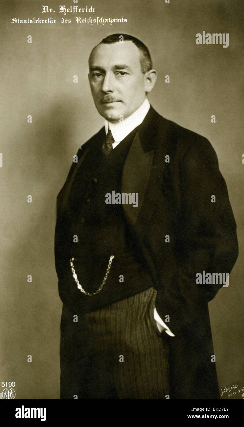 Helfferich, Dr. Karl, 22.7.1872 - 23.4.1924, politico tedesco, vice cancelliere 1916, mezza lunghezza, cartolina, circa 1915, Foto Stock
