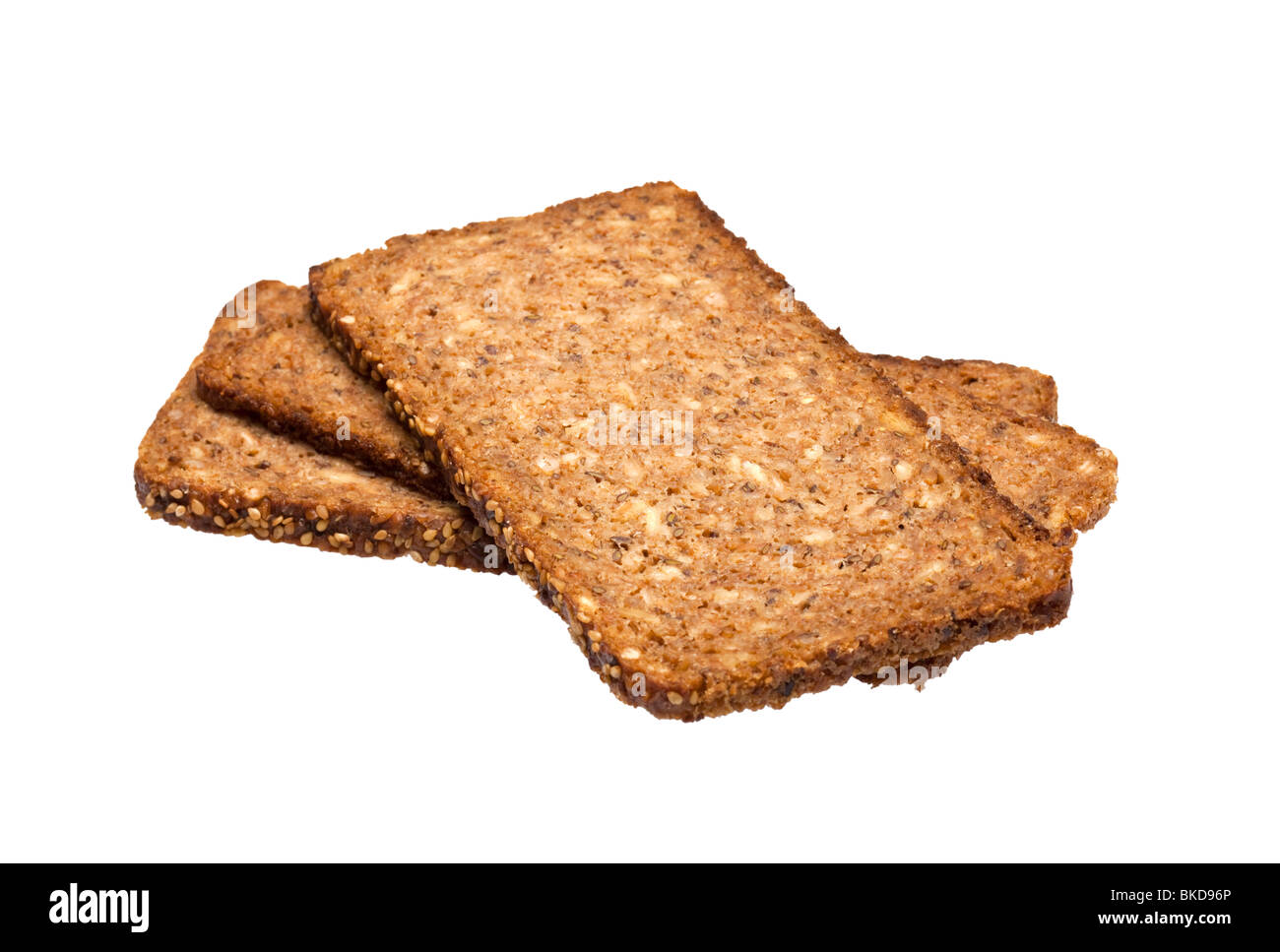 Frumento e senza glutine pane di segale fette su bianco Foto Stock