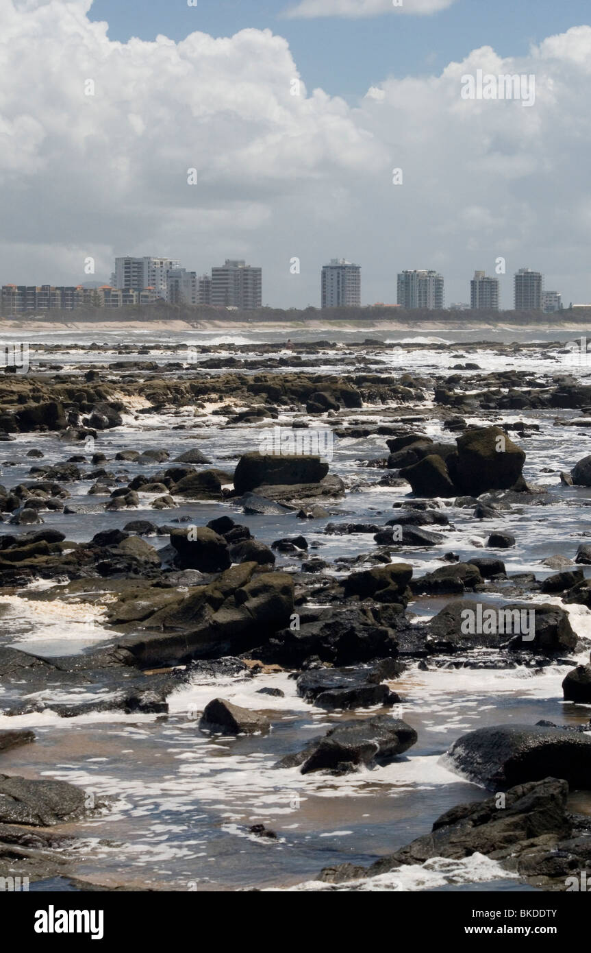 Squally giornata in Alexandra Headland sulla Costa del Sole, Australia Foto Stock