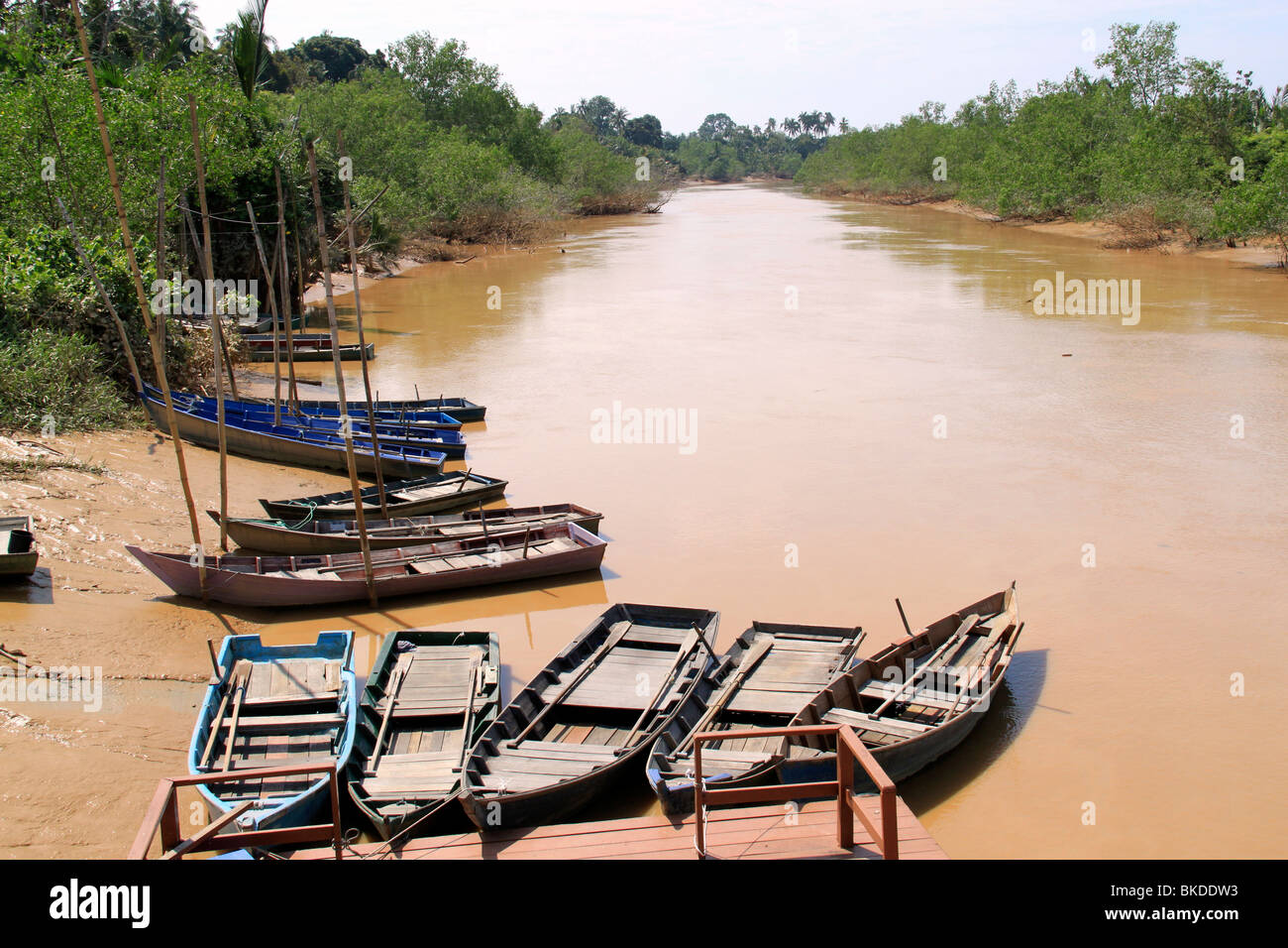 Trasporto rurale utilizzando sampan. Foto Stock