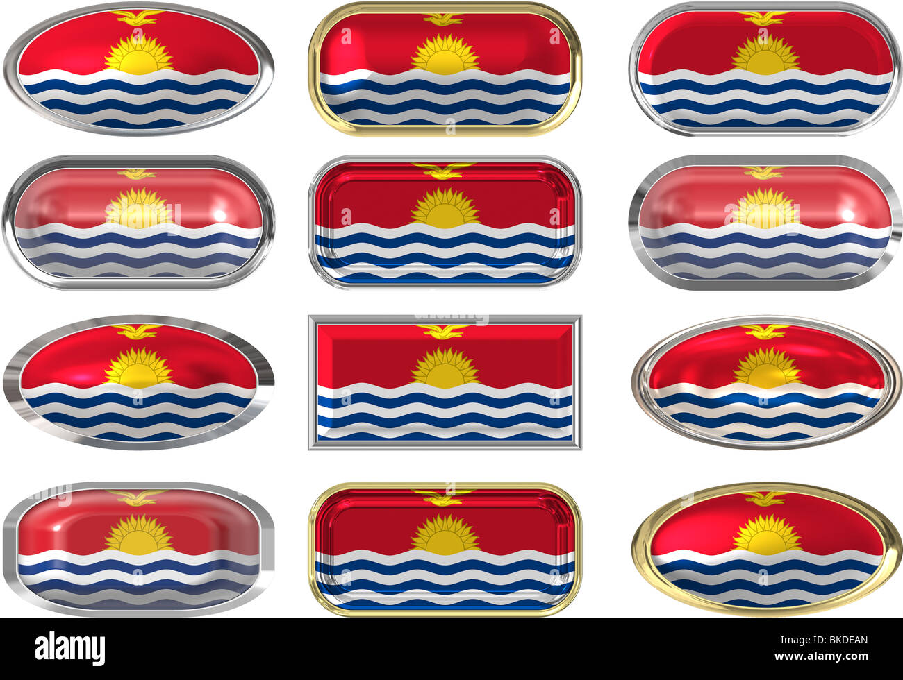 Dodici pulsanti della bandiera di Kiribati Foto Stock