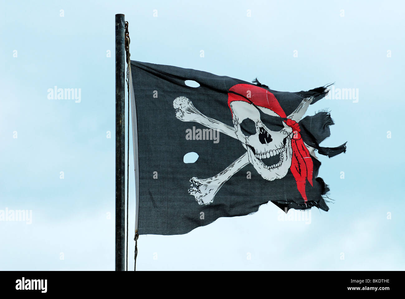 Vecchio e stagionato Jolly Roger Bandiera Foto Stock