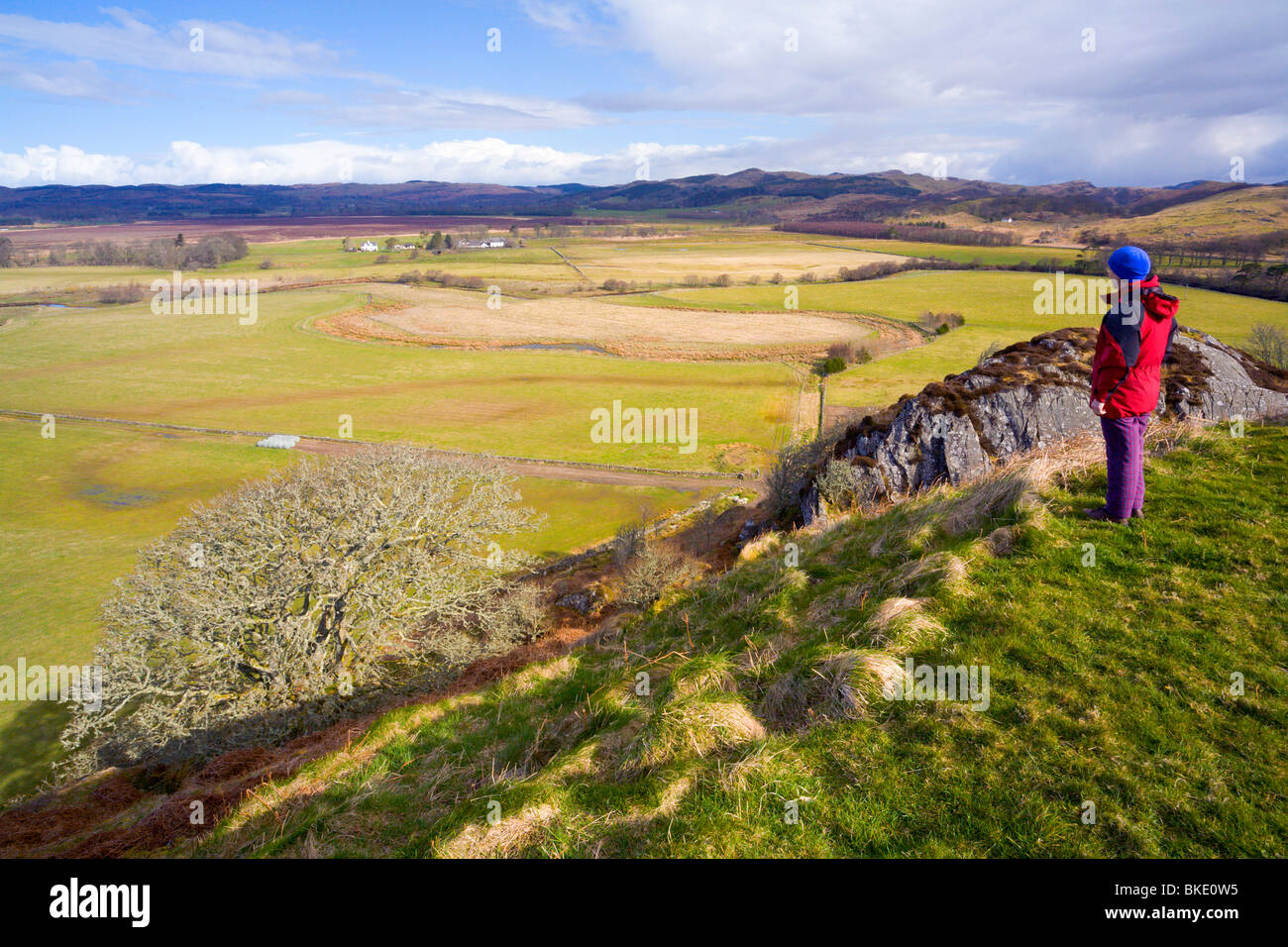 Vista dalla collina Dunadd Fort in Kilmartin Glen Foto Stock