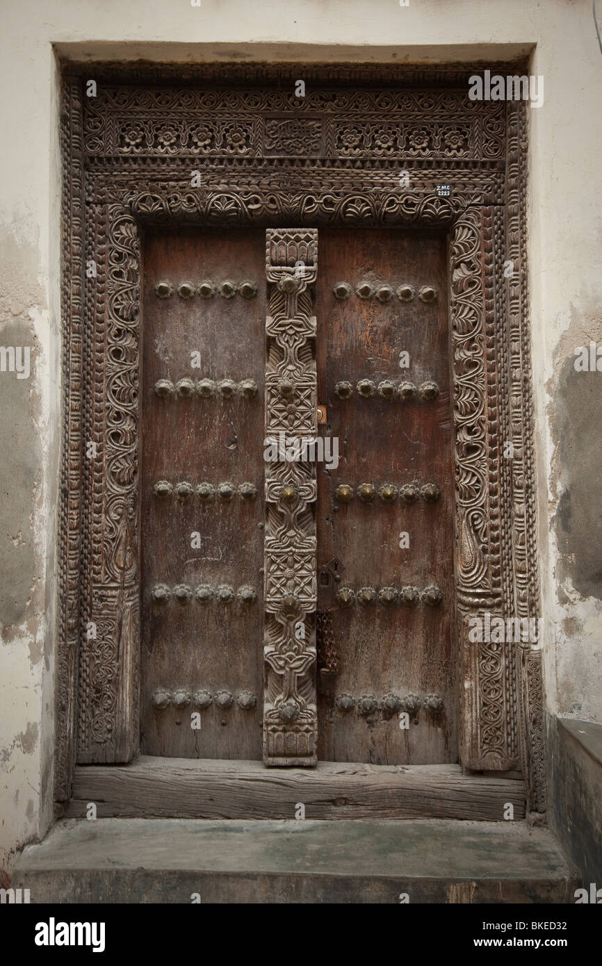 Porta Swahili - Stonetown, Zanzibar, Tanzania. Foto Stock