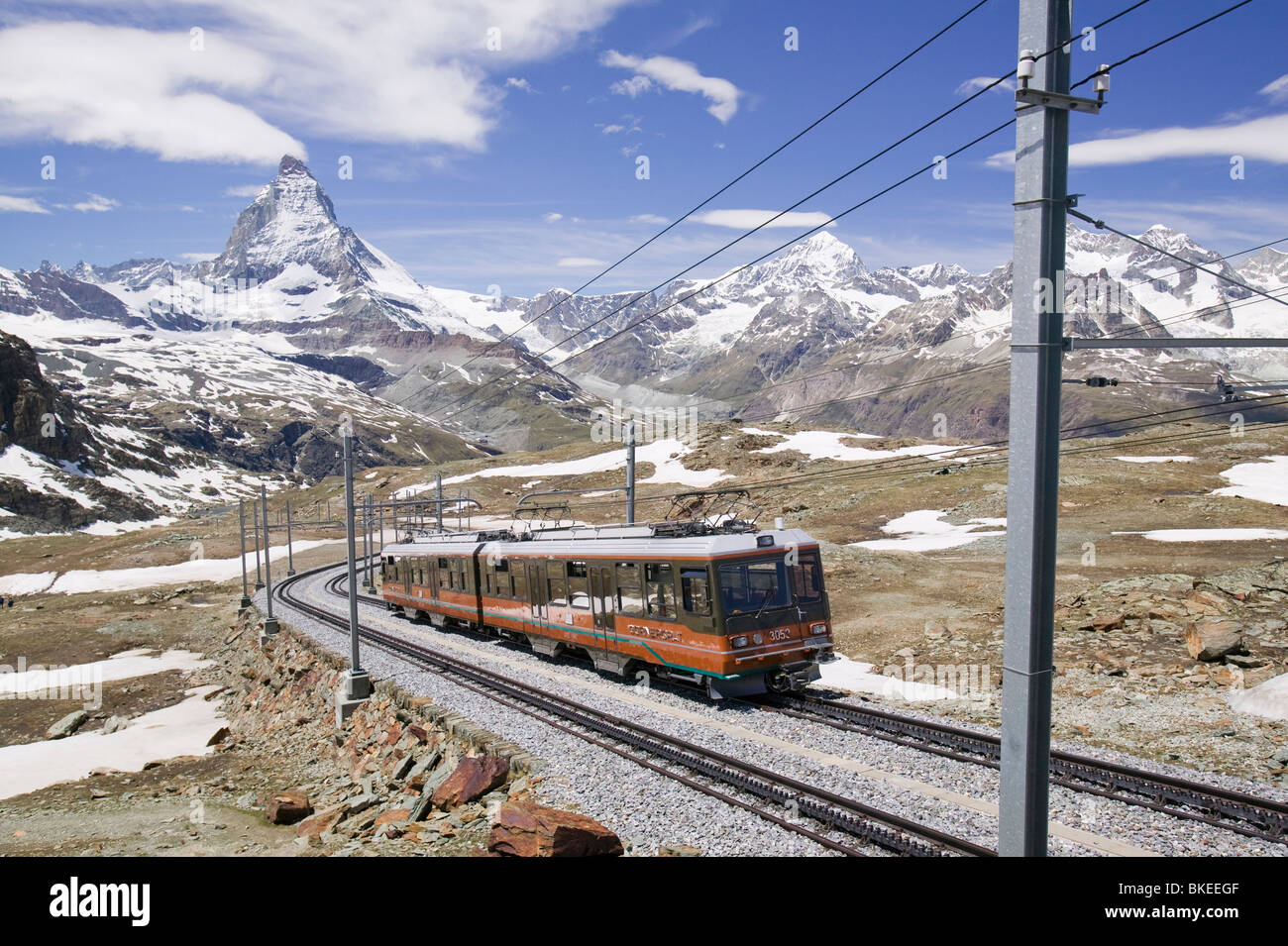 La stazione ferroviaria Gornergrat al di sopra di Zermatt in Svizzera Foto Stock