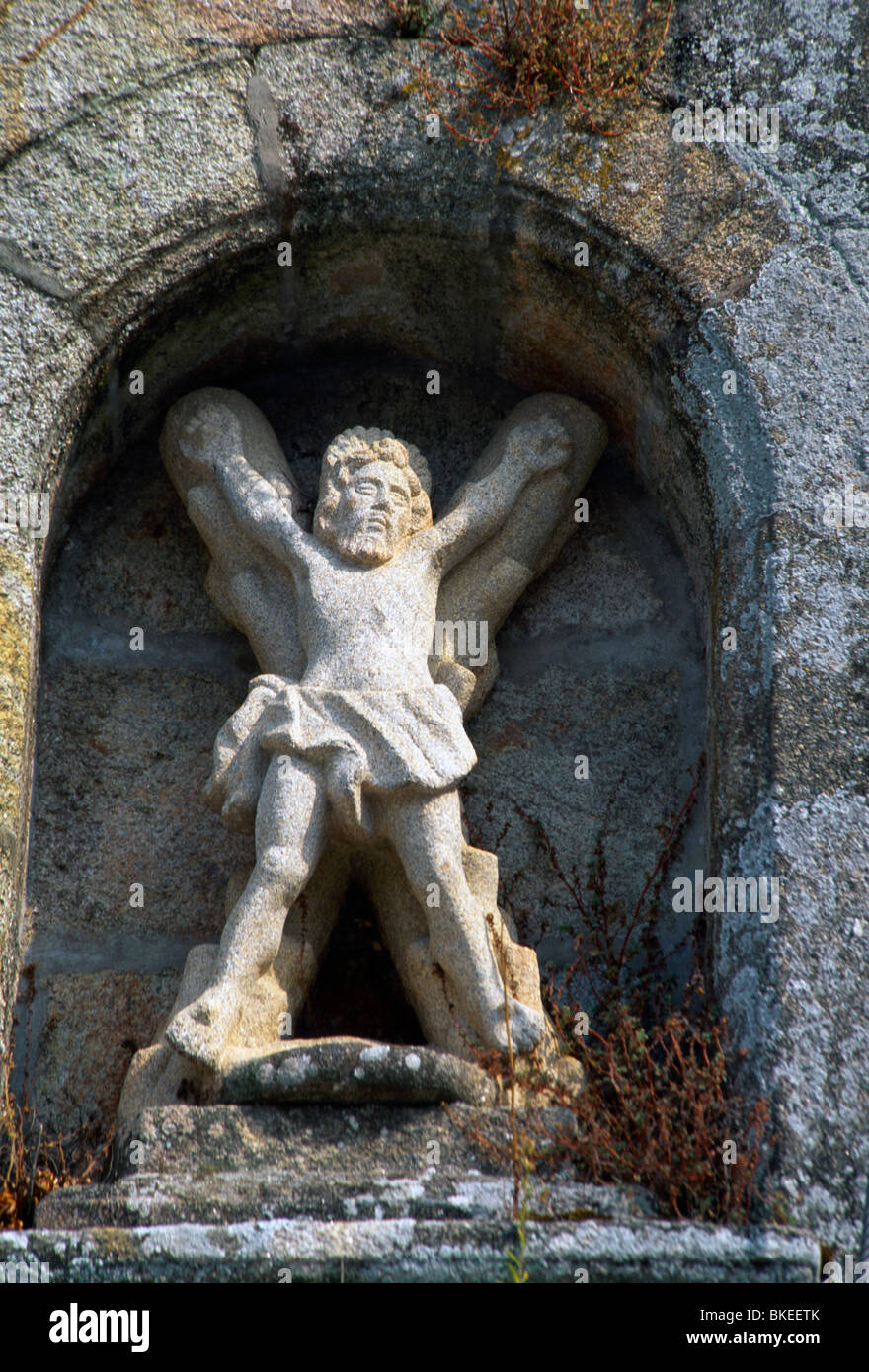 Hi Galizia Spagna chiesa di San Andreas Dettaglio del crocifisso Foto Stock