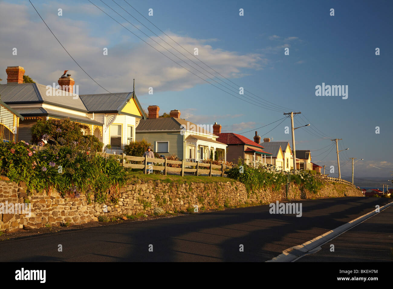 Case storiche, Alexander terrazza, Stanley, Northwest Tasmania, Australia Foto Stock