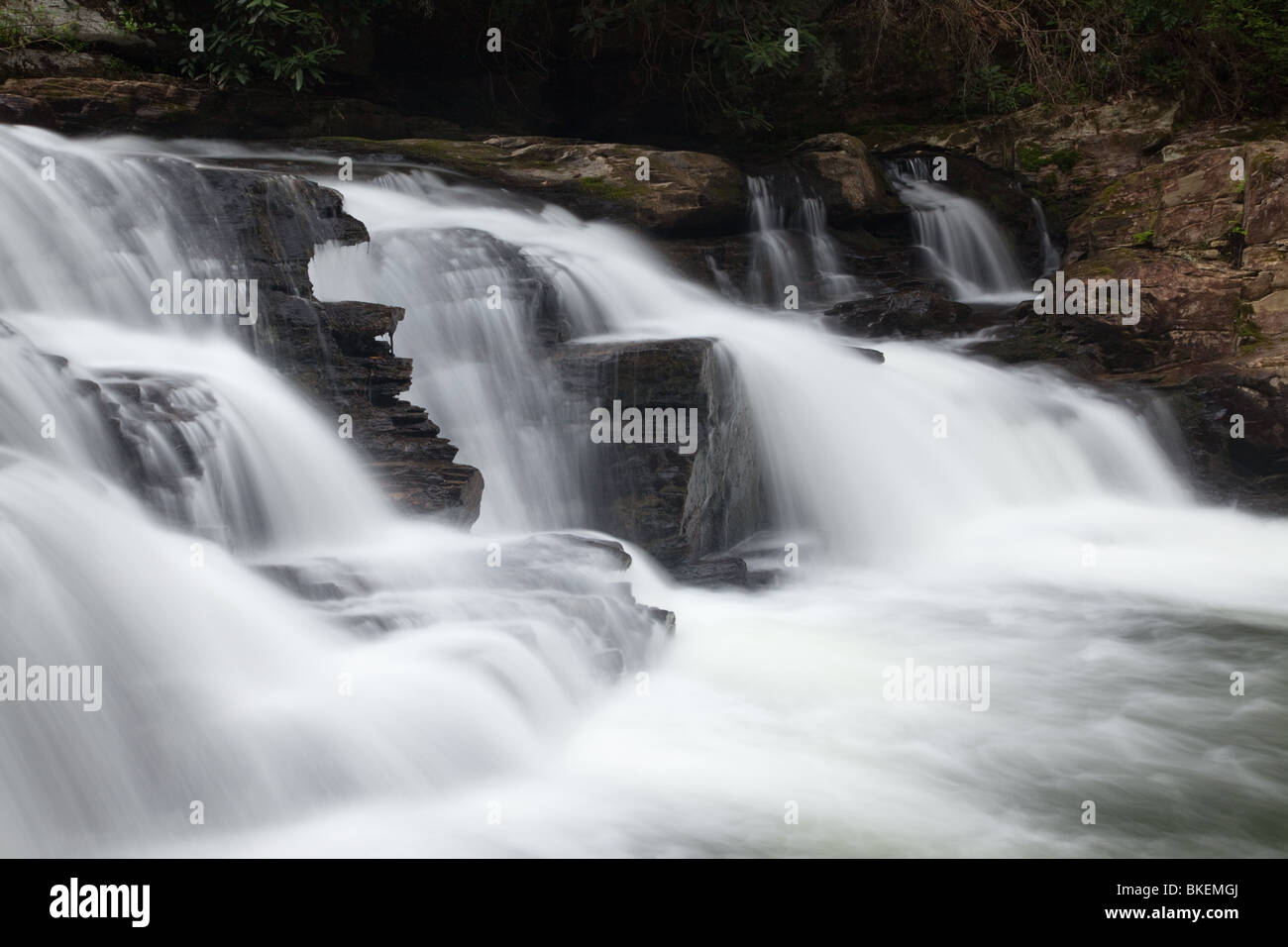 Fiume Chauga si restringe, Fiume Chauga Scenic Area, Andrews Pickens Ranger District, Sumter National Forest, Carolina del Sud Foto Stock