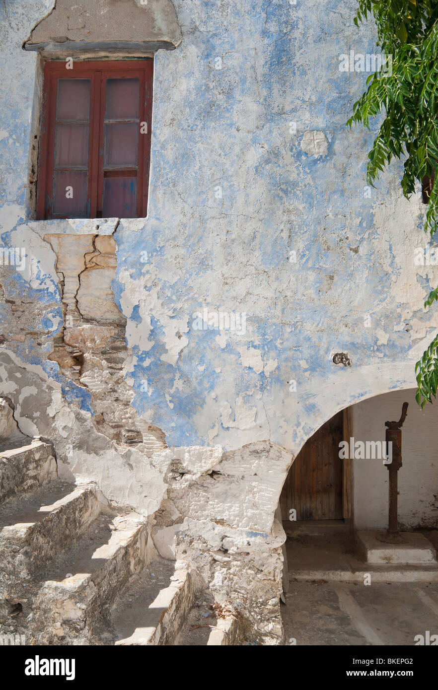 La rustica parete interna del Kastro Veneziano sull isola di Antiparos, Grecia Foto Stock