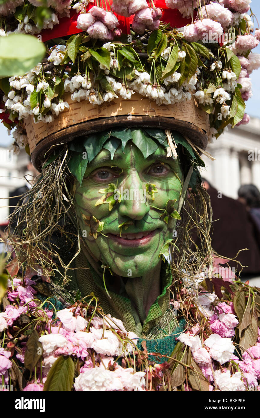 Green Man al festival di Trafalgar Square, Londra Foto Stock