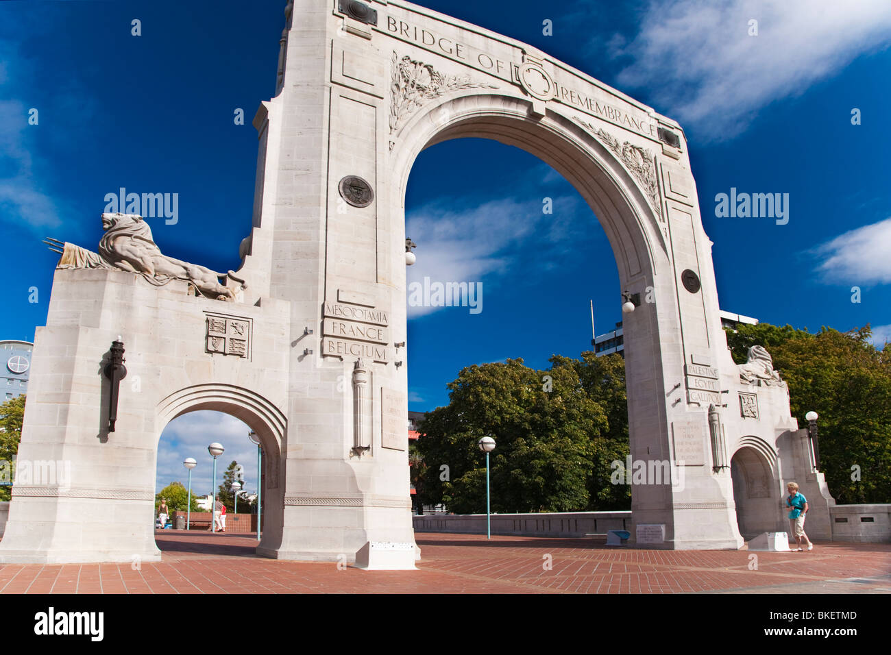 Ponte di ricordo monumento e Memoriale di guerra, Christchurch, Canterbury, Isola del Sud, Nuova Zelanda Foto Stock