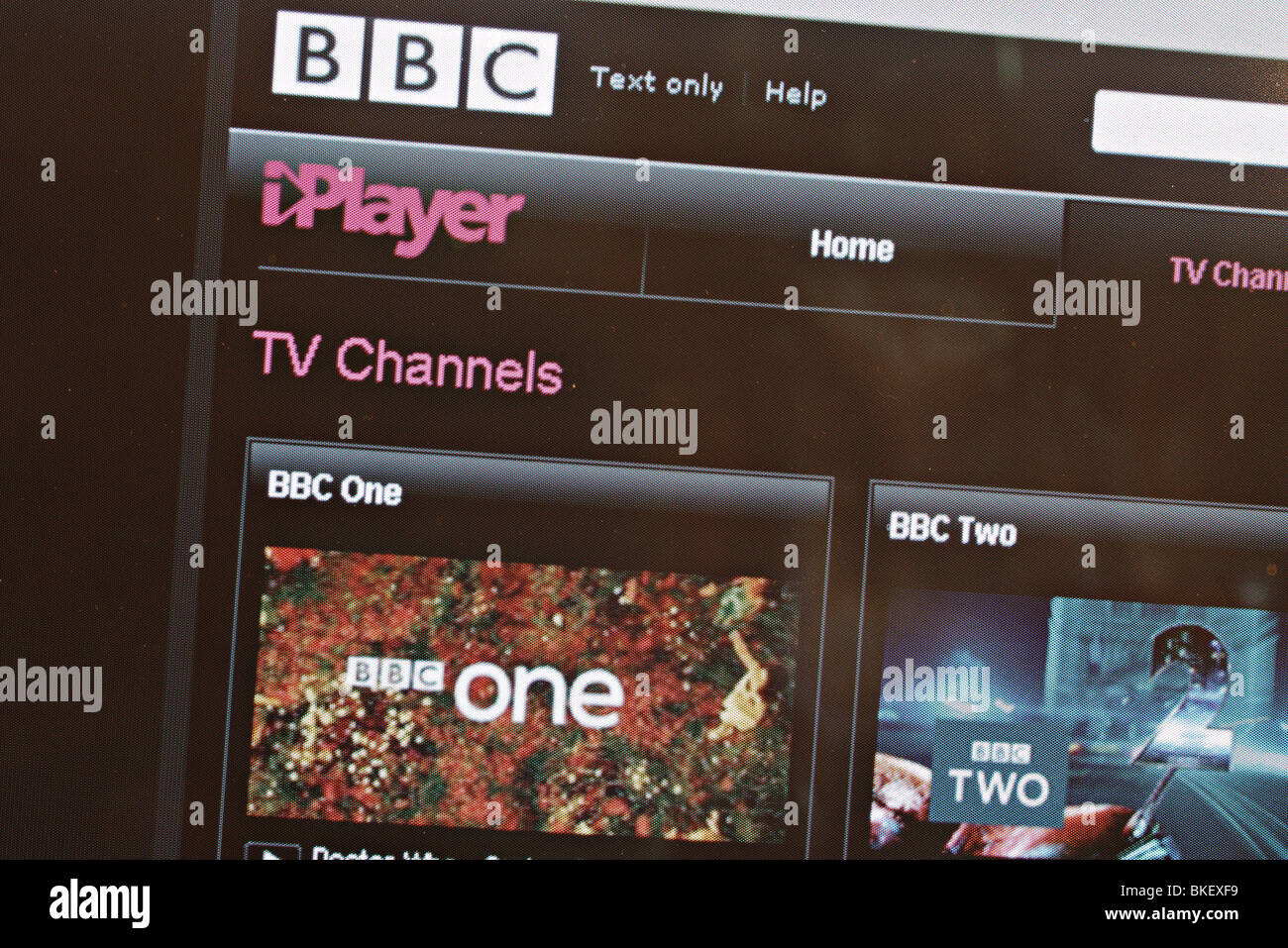 BBC iplayer website - stazioni tv - solo uso editoriale Foto Stock