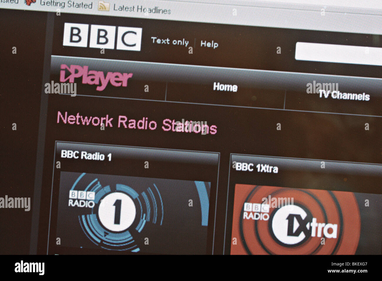 BBC iplayer sito web : stazioni radio - solo uso editoriale Foto Stock