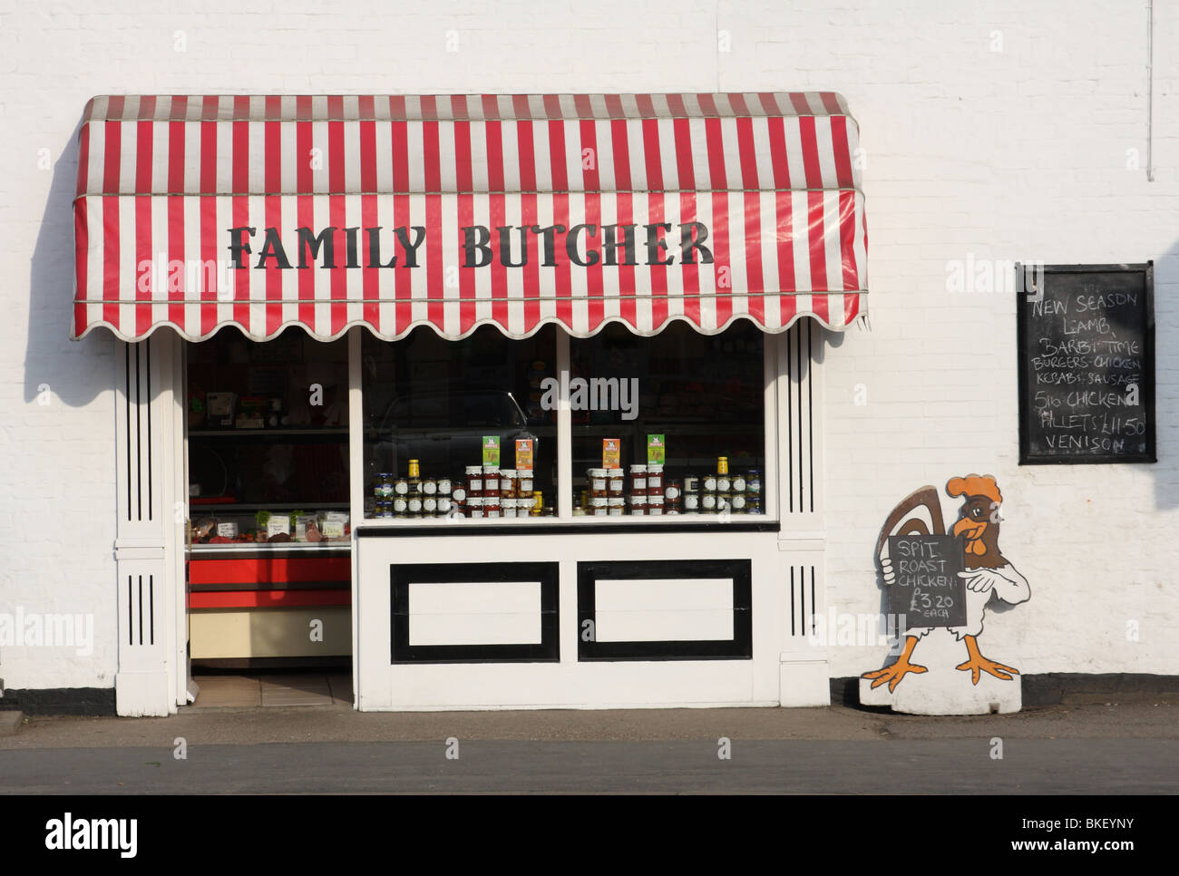 Un negozio di macellaio in U.K. Foto Stock