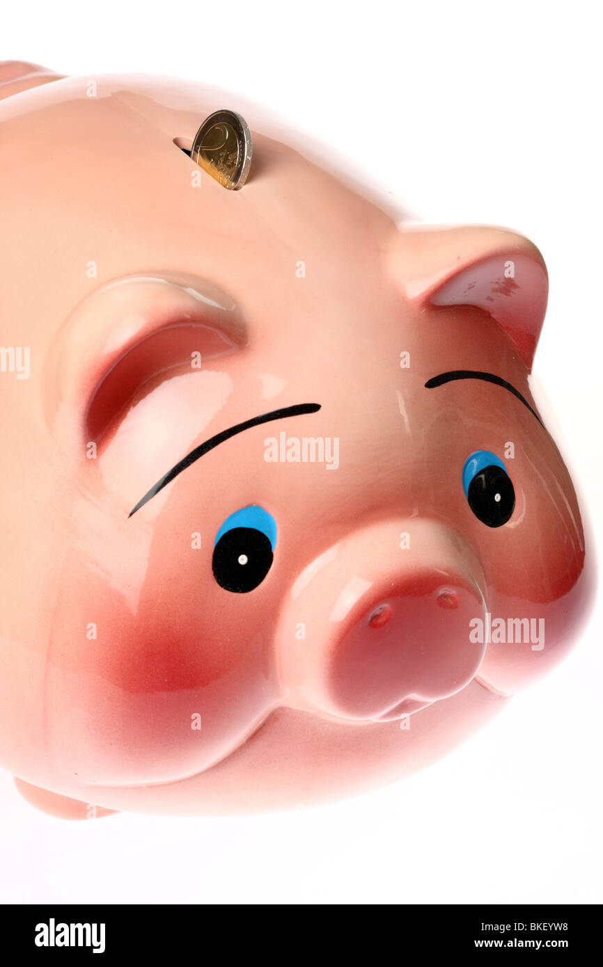 Coin banca nella forma di un suino, ceramica Foto Stock