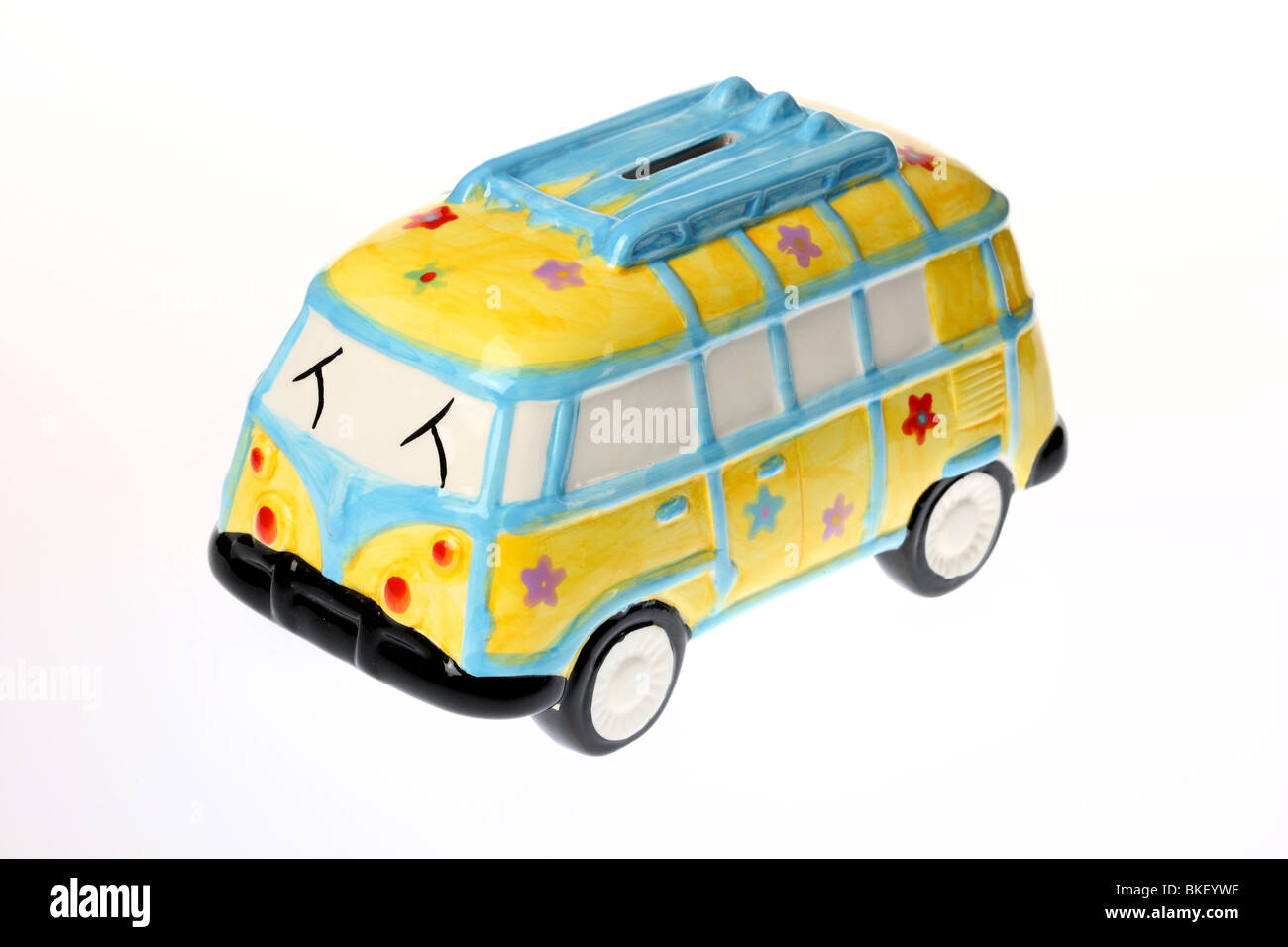 Coin banca nella forma di un bus, ceramica Foto Stock