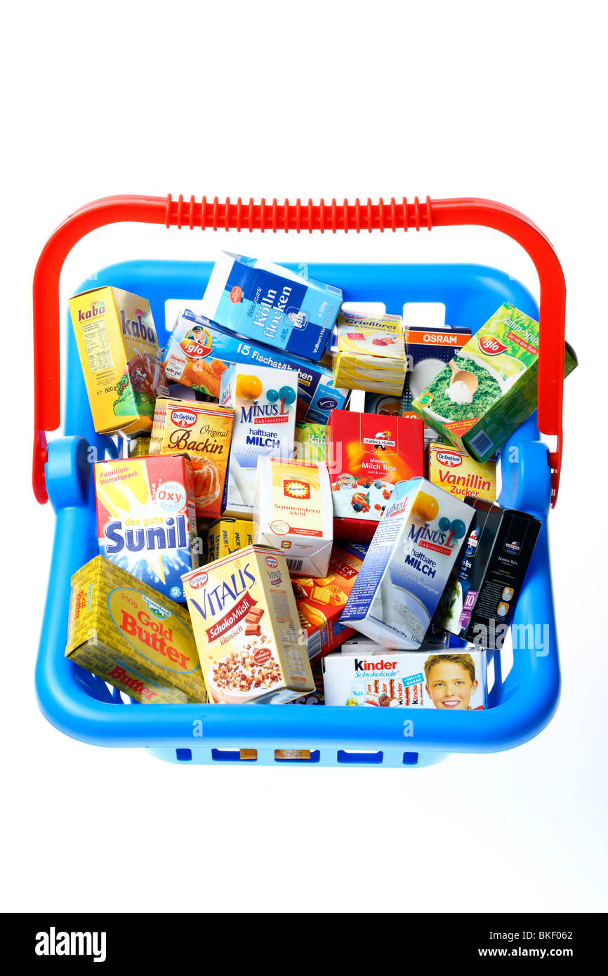 Shopping bag con vari tipi di alimenti Foto Stock