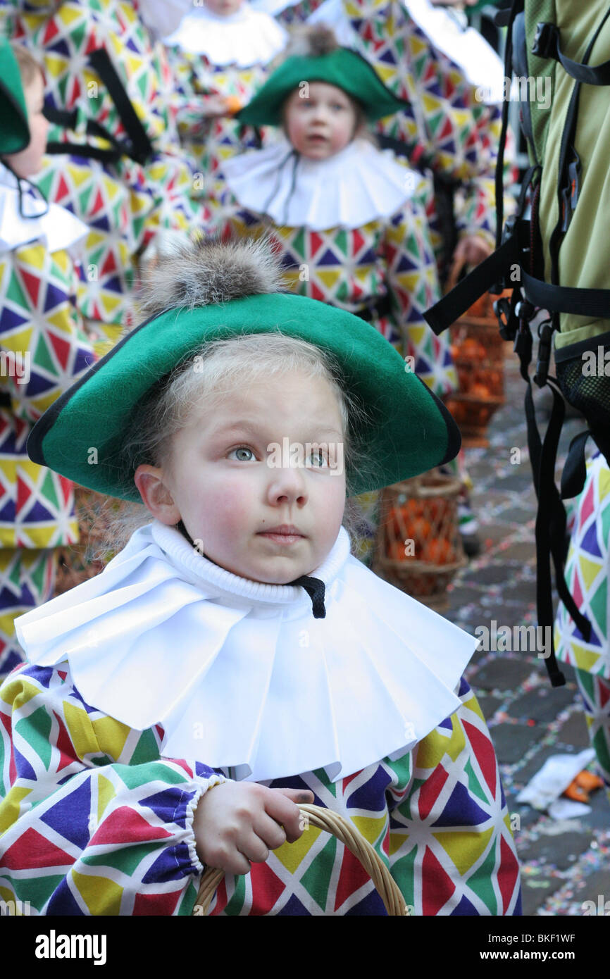 Arlecchini di Binche Carnevale. Antica e rappresentante evento culturale della Vallonia, Belgio Foto Stock