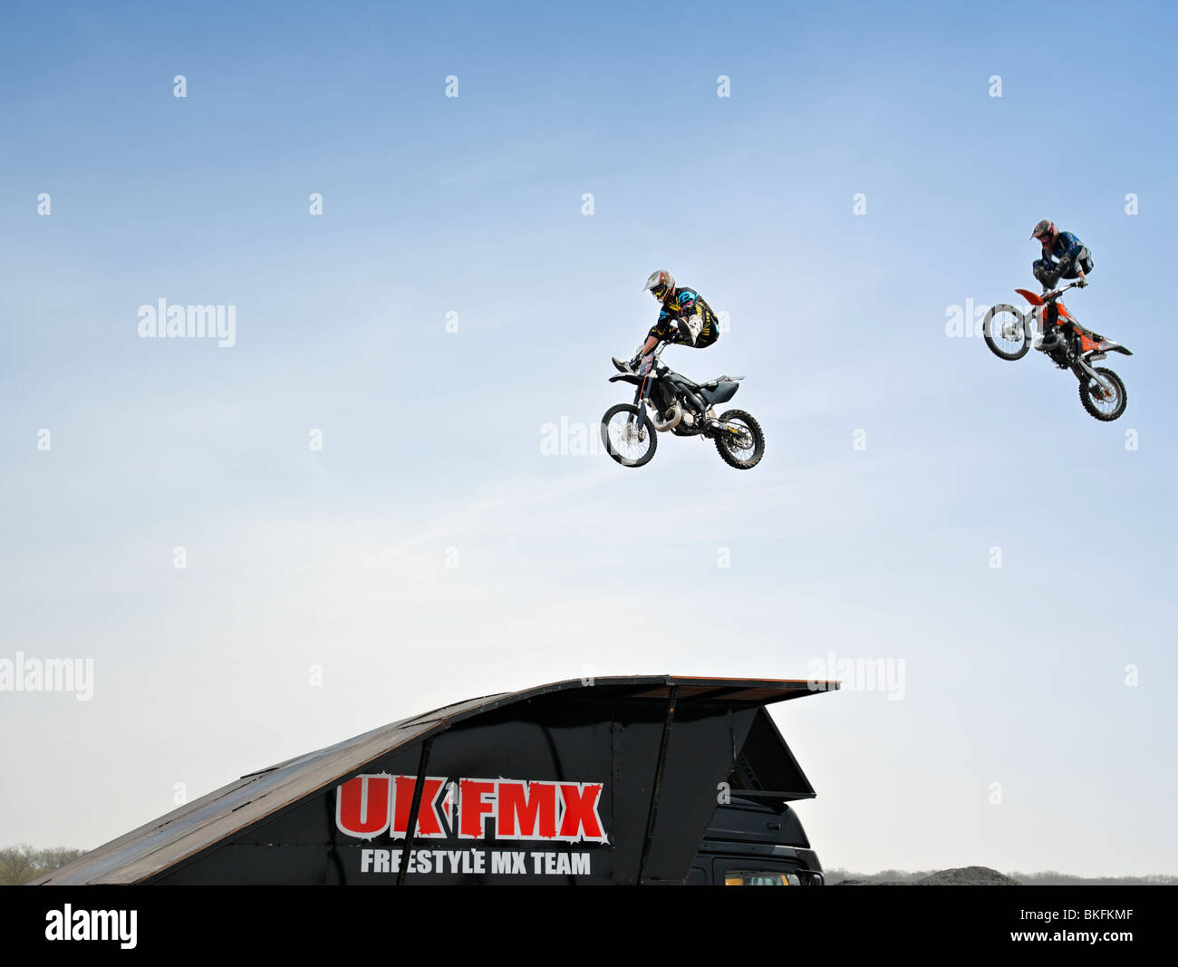 Freestyle moto nell'aria. Foto Stock