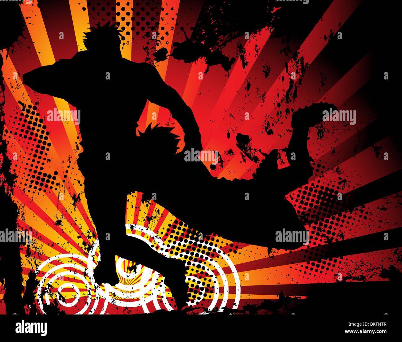 Giocatori di Rugby silhouette su grunge background. Foto Stock