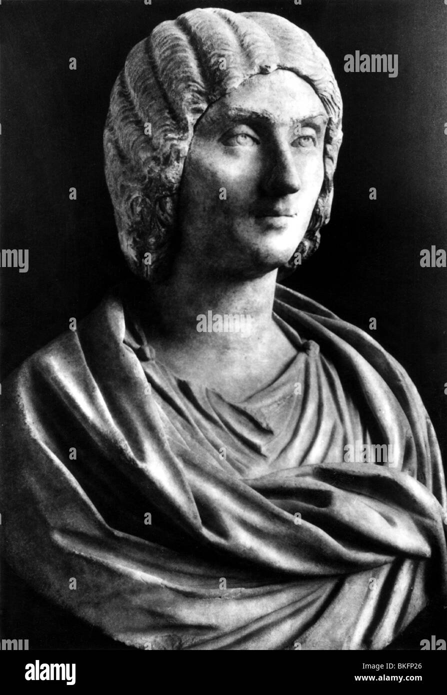 Julia Domna, 170 - 217 d.C., Imperatrice Romana 193 - 217, moglie dell'imperatore Lucius Septimius Severo, ritratto, busto, marmo, Foto Stock